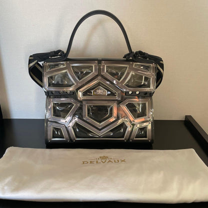 Delvaux Tempete PVC Clear Silver Shoulder Bag Italy #QYD517