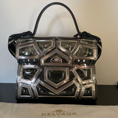 Delvaux Tempete PVC Clear Silver Shoulder Bag Italy #QYD517