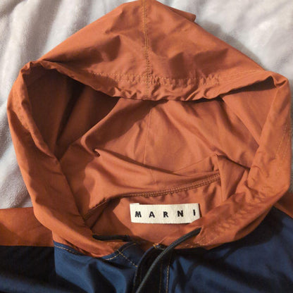 MARNI hooded shirt in navy and orange #QY1AIR
