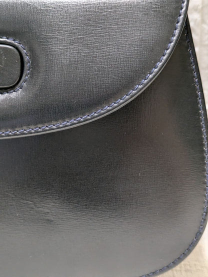 GUCCI Old Bamboo Leather Handbag Black Turn-Lock Serial 00020460188 Mirr #QYF844