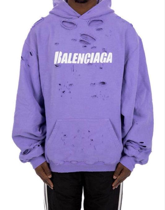 Balenciaga 21SS Logo Print Destroyed Hoodie #QYJ31H