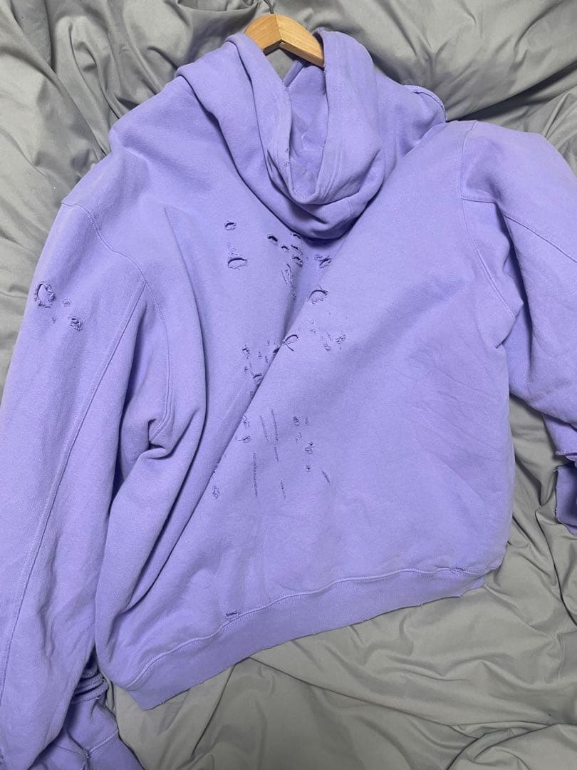 Balenciaga 21SS Logo Print Destroyed Hoodie #QYJ31H