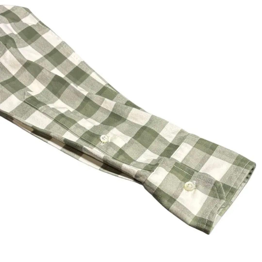 7. Thom Browne Buffalo Madras Check Green Flannel Shirt, Size 2 #QY4IAZ