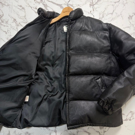 46sizeschott leather down jacket in black #QYJQBY