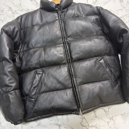 46sizeschott leather down jacket in black #QYJQBY