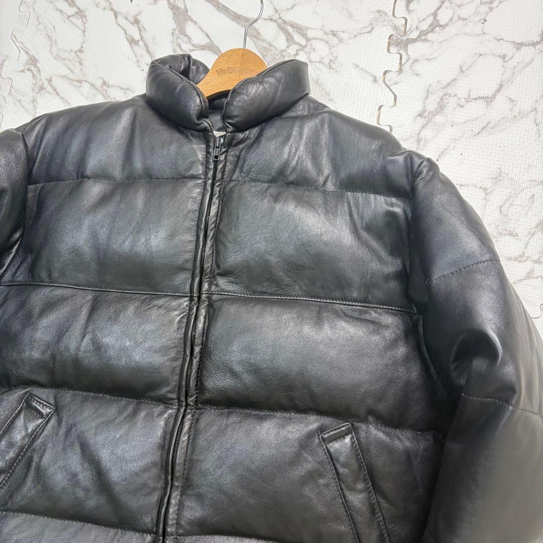 46sizeschott leather down jacket in black #QYJQBY