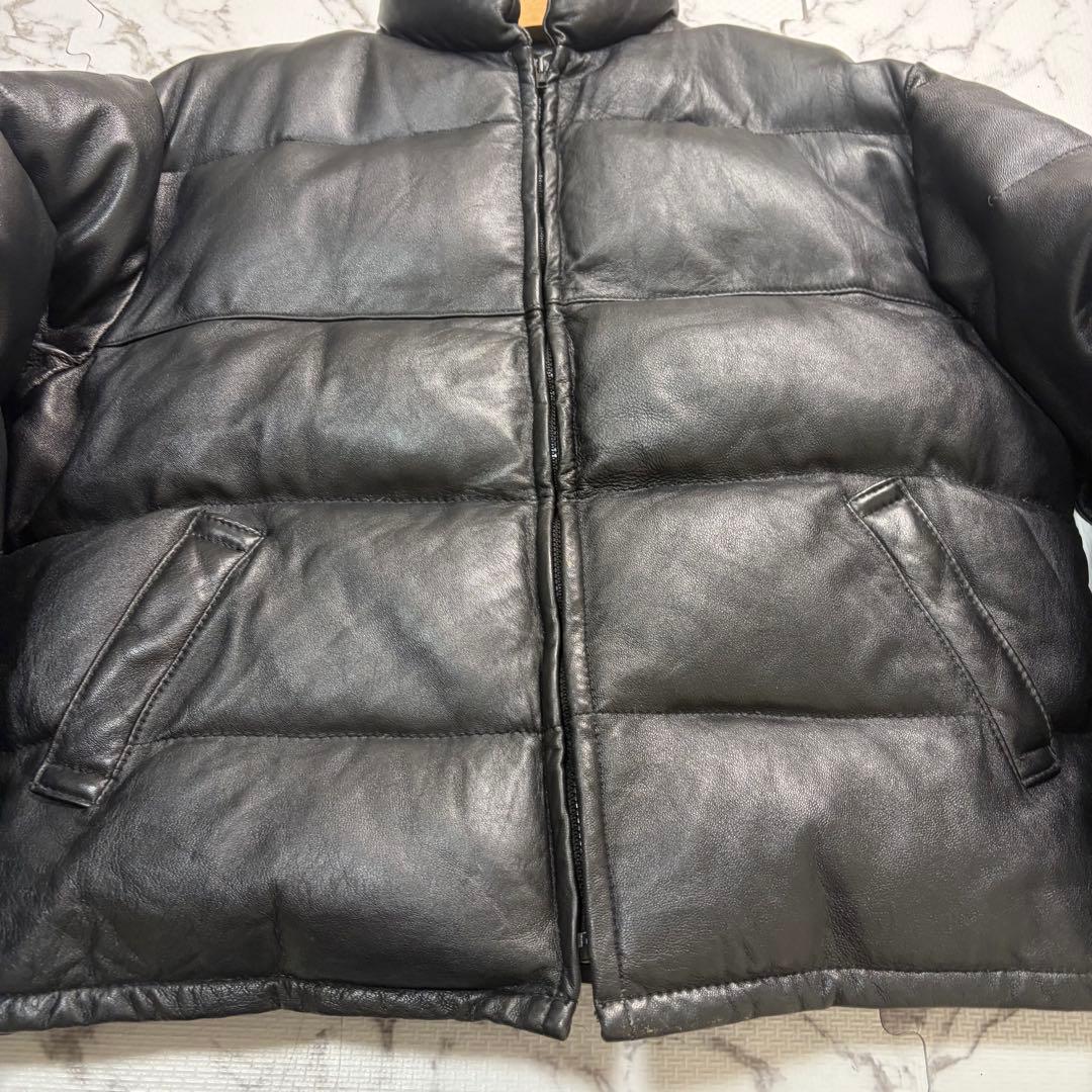 46sizeschott leather down jacket in black #QYJQBY