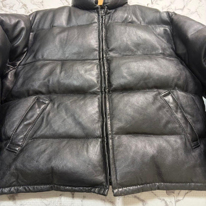 46sizeschott leather down jacket in black #QYJQBY
