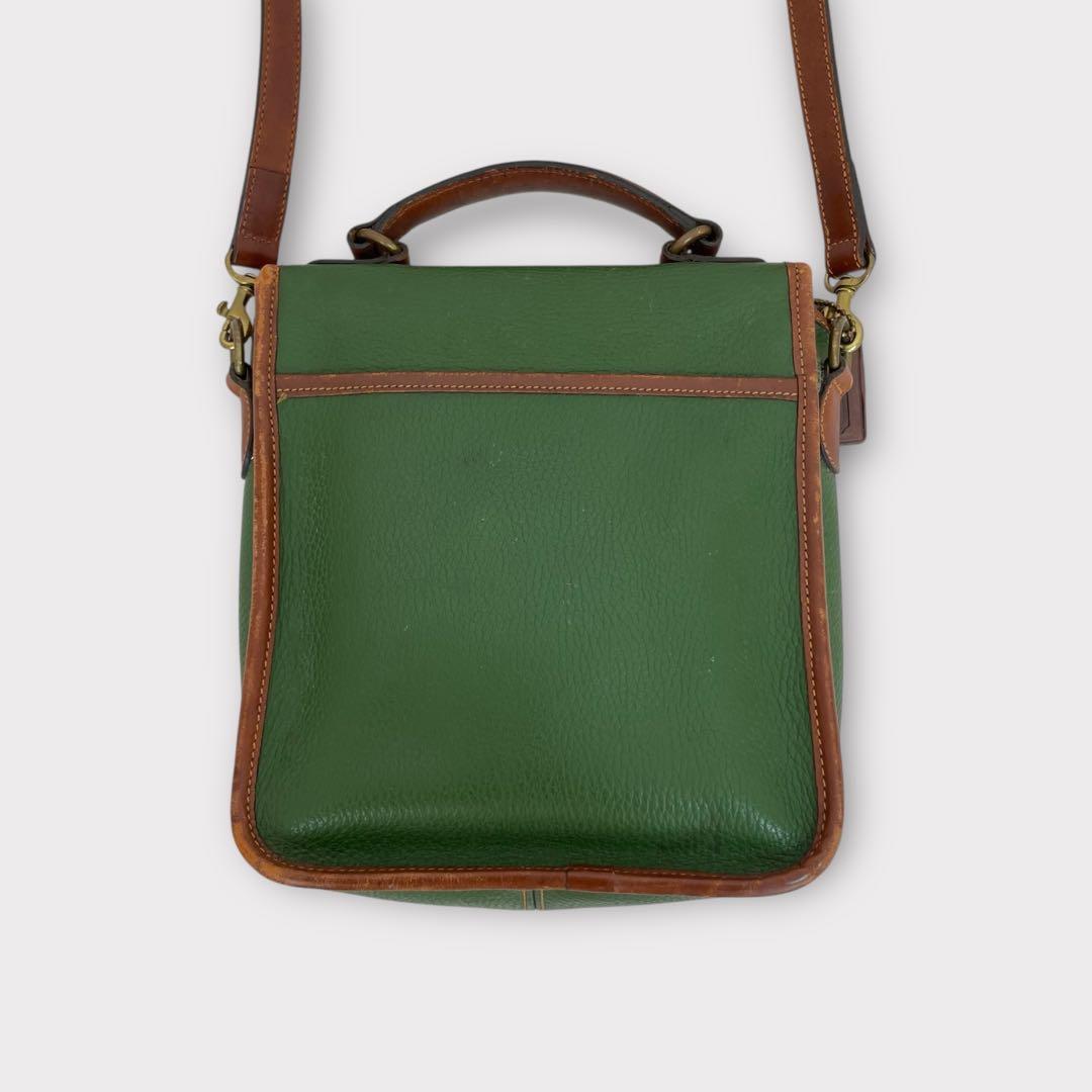 Old Coach Sheridan Shoulder Bag Green/Brown Pebbled Leather #QY3NKY