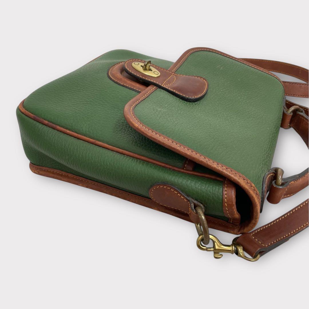 Old Coach Sheridan Shoulder Bag Green/Brown Pebbled Leather #QY3NKY