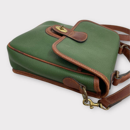 Old Coach Sheridan Shoulder Bag Green/Brown Pebbled Leather #QY3NKY
