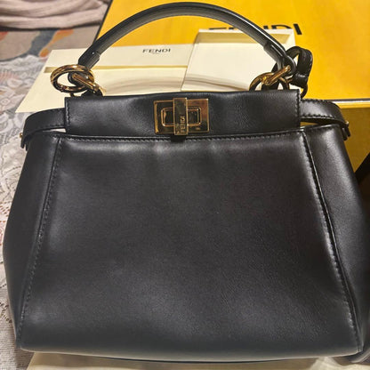 FENDI Peekaboo Mini Black Scarf with Defender Calf #QYF0OC