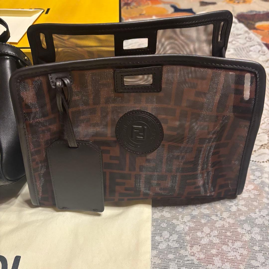 FENDI Peekaboo Mini Black Scarf with Defender Calf #QYF0OC