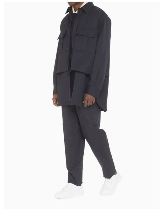 BOTTEGA VENETA WOOL OVERSHIRT NAVY size 44 #PG6V90