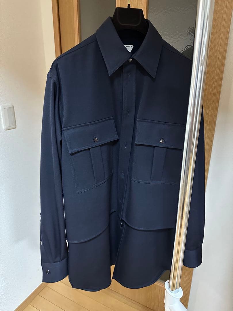 BOTTEGA VENETA WOOL OVERSHIRT NAVY size 44 #PG6V90