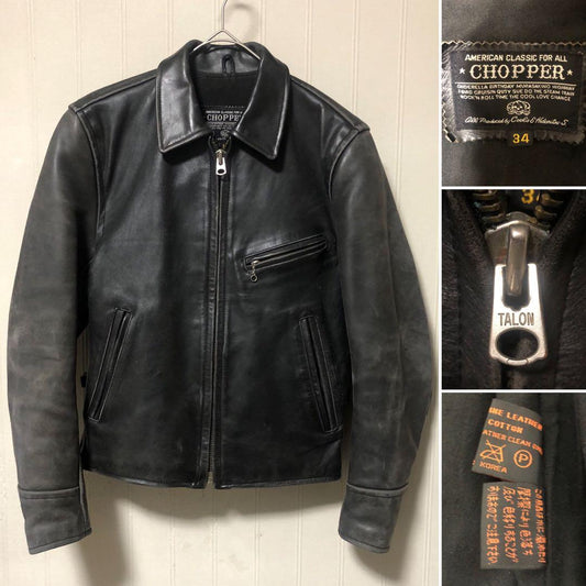 CHOPPER COOLS Single Leather Jacket, Black, Size 34, by Hidemitsu Sato #PF7ASY