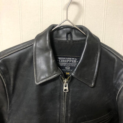 CHOPPER COOLS Single Leather Jacket, Black, Size 34, by Hidemitsu Sato #PF7ASY