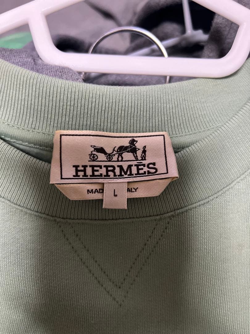 HERMES Green Helmet Print Large Men's HERMES #PF3GNM