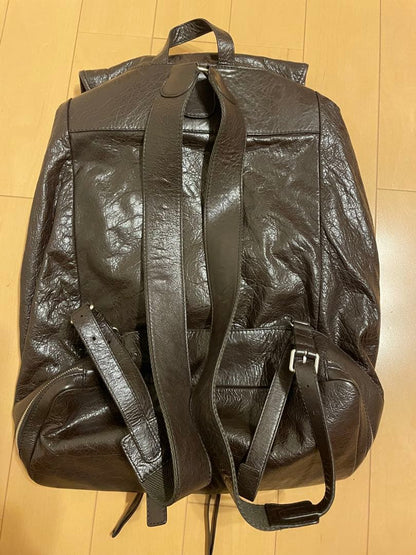 BALENCIAGA Leather Backpack Dark Brown Dust Bag #QYED9G