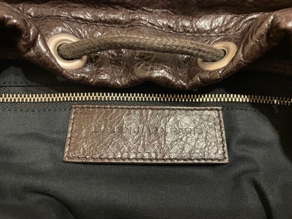 BALENCIAGA Leather Backpack Dark Brown Dust Bag #QYED9G