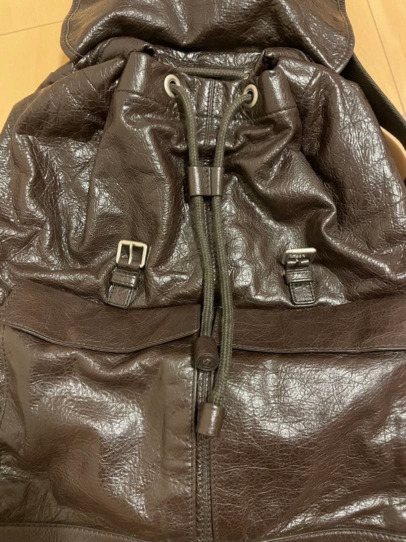 BALENCIAGA Leather Backpack Dark Brown Dust Bag #QYED9G