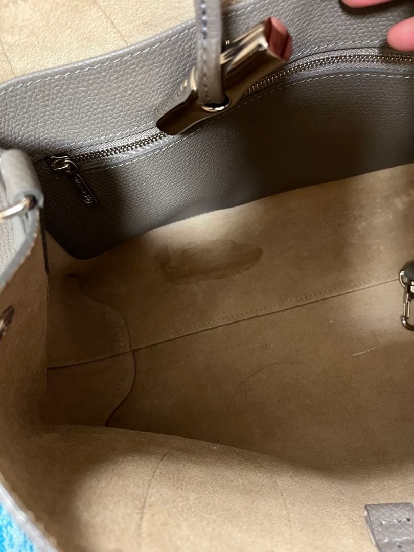 FURLA Roso Grey Leather Tote Bag Medium Shoulder Strap #QY2UCY