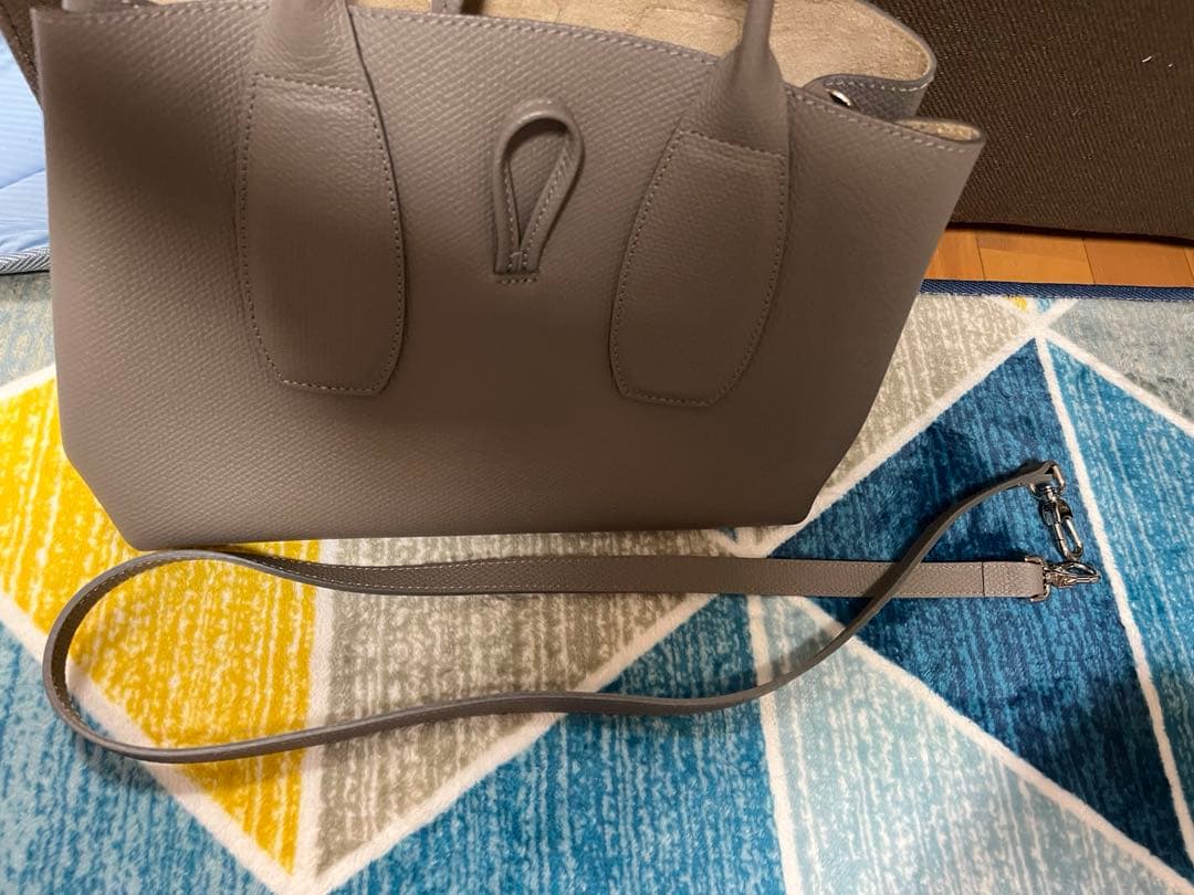 FURLA Roso Grey Leather Tote Bag Medium Shoulder Strap #QY2UCY
