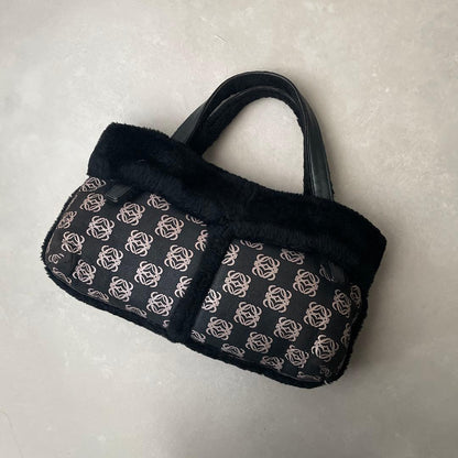 LOEWE Repeat Anagram Black Mouton Leather Handbag Large #QY6H9H
