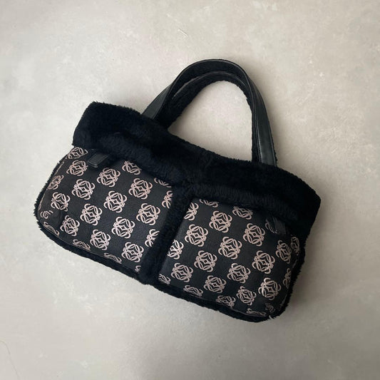 LOEWE Repeat Anagram Black Mouton Leather Handbag Large #QY6H9H