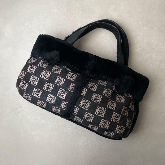 LOEWE Repeat Anagram Black Mouton Leather Handbag Large #QY6H9H