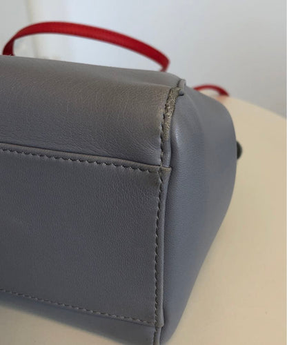 FENDI Mini Peekaboo Light Gray Leather 2-Way Handbag #QY4J4D