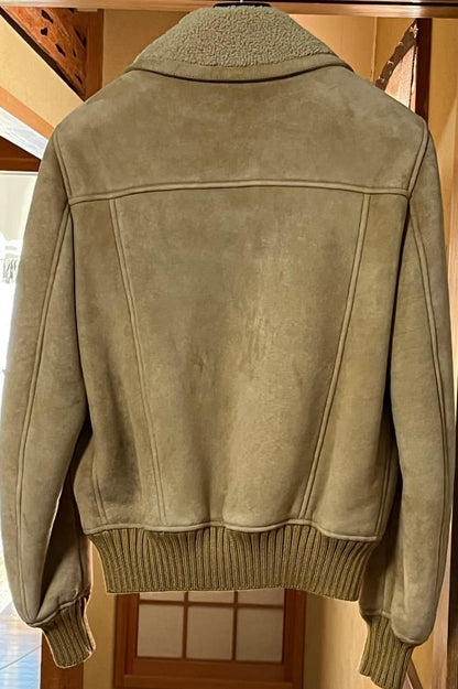 Saint Laurent Paris 2015 Autumn/Winter Mouton Jacket, Size 44, Beige, Wo #QY25I6