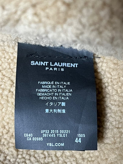 Saint Laurent Paris 2015 Autumn/Winter Mouton Jacket, Size 44, Beige, Wo #QY25I6