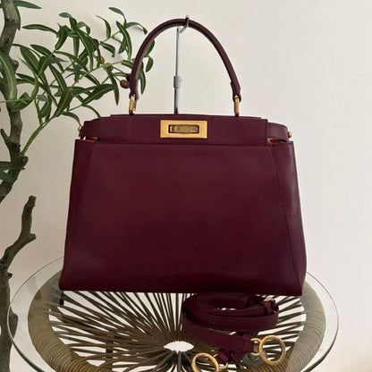 FENDI Peekaboo Medium Wine Red #QYE6WQ