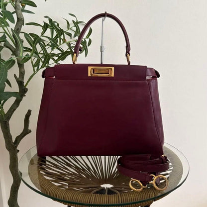 FENDI Peekaboo Medium Wine Red #QYE6WQ