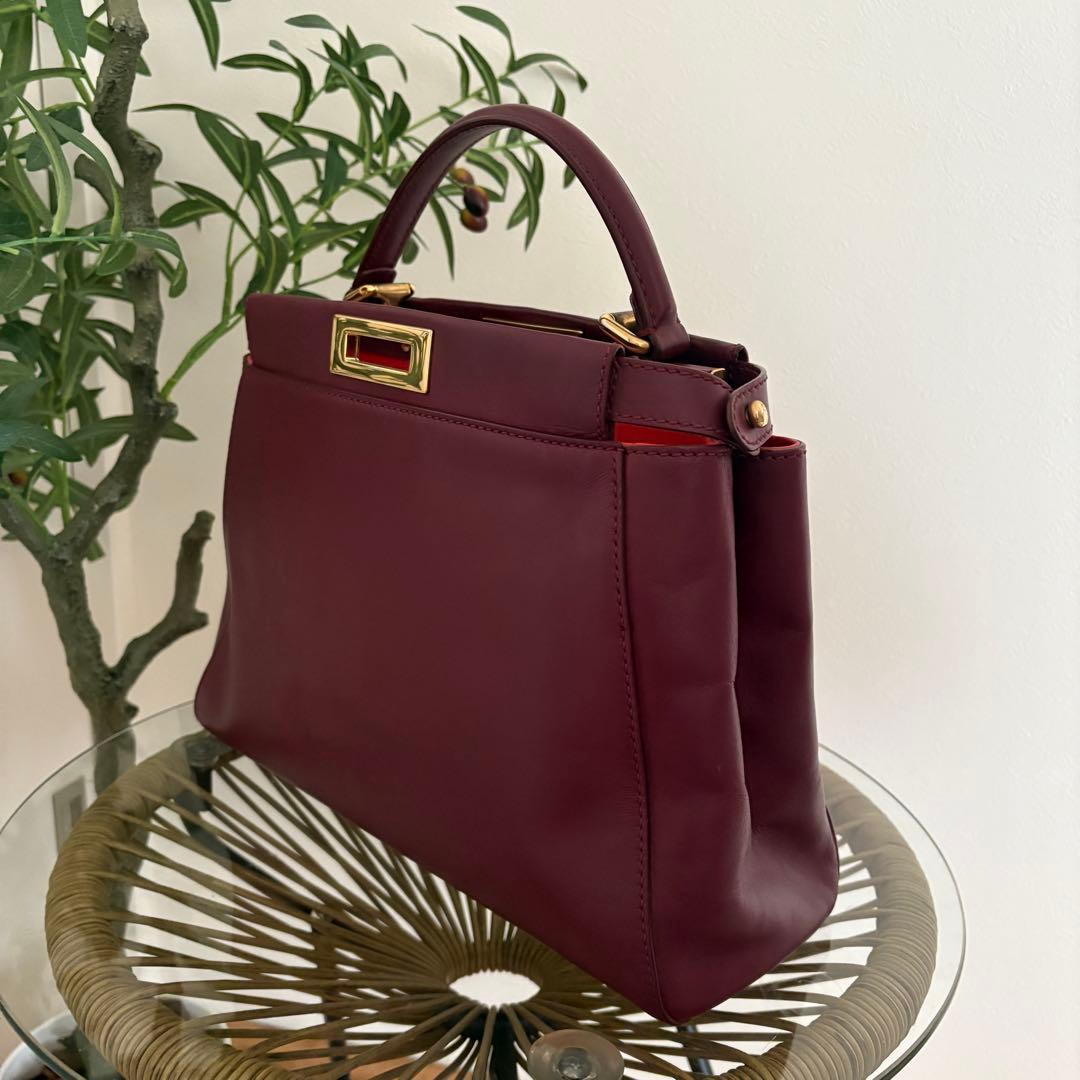 FENDI Peekaboo Medium Wine Red #QYE6WQ