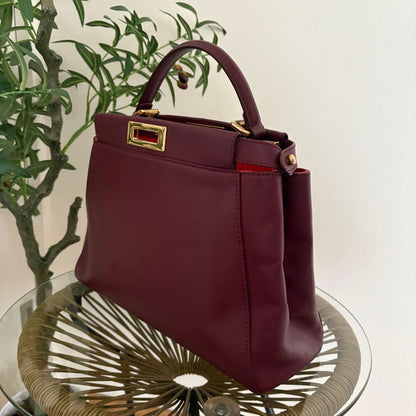 FENDI Peekaboo Medium Wine Red #QYE6WQ