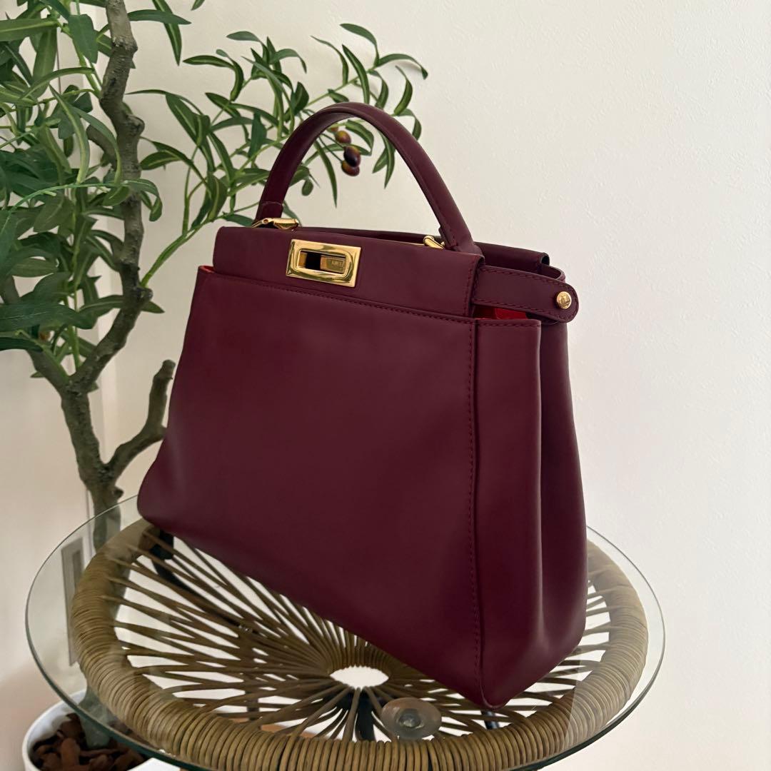 FENDI Peekaboo Medium Wine Red #QYE6WQ
