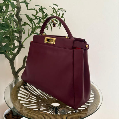 FENDI Peekaboo Medium Wine Red #QYE6WQ