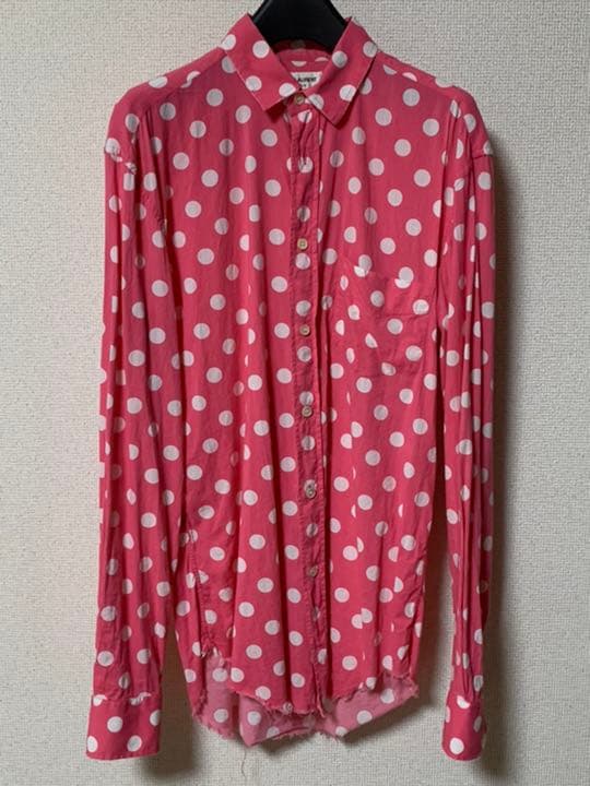 Saint Laurent Paris Hedi Pink Polka Dot Shirt, Size 37 #QYI81Q