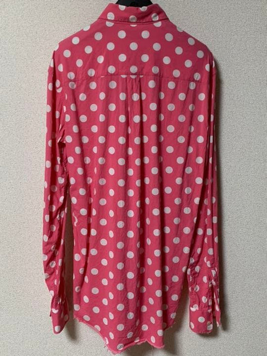 Saint Laurent Paris Hedi Pink Polka Dot Shirt, Size 37 #QYI81Q