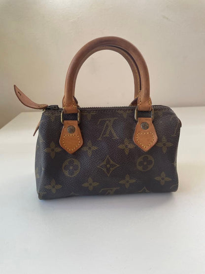 LOUIS VUITTON Speedy Mini Monogram Canvas Handbag Brown #QYGQX3