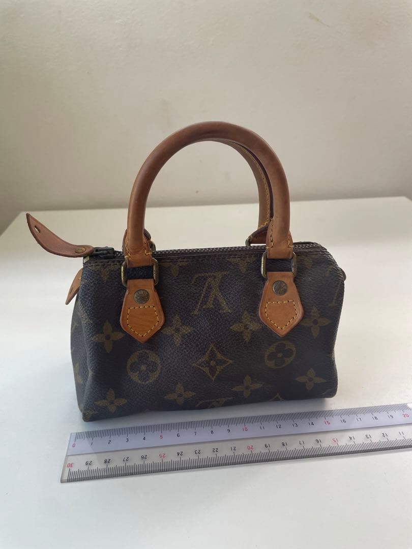 LOUIS VUITTON Speedy Mini Monogram Canvas Handbag Brown #QYGQX3