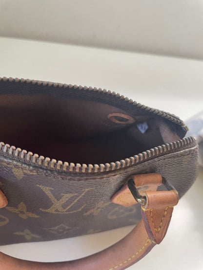 LOUIS VUITTON Speedy Mini Monogram Canvas Handbag Brown #QYGQX3