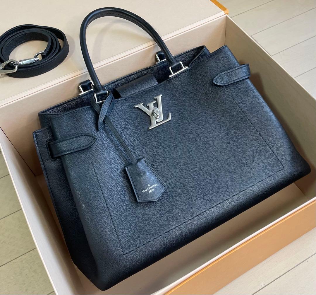 LOUIS VUITTON Lock Me Day Handbag in Black and White Calf #QYG3MQ