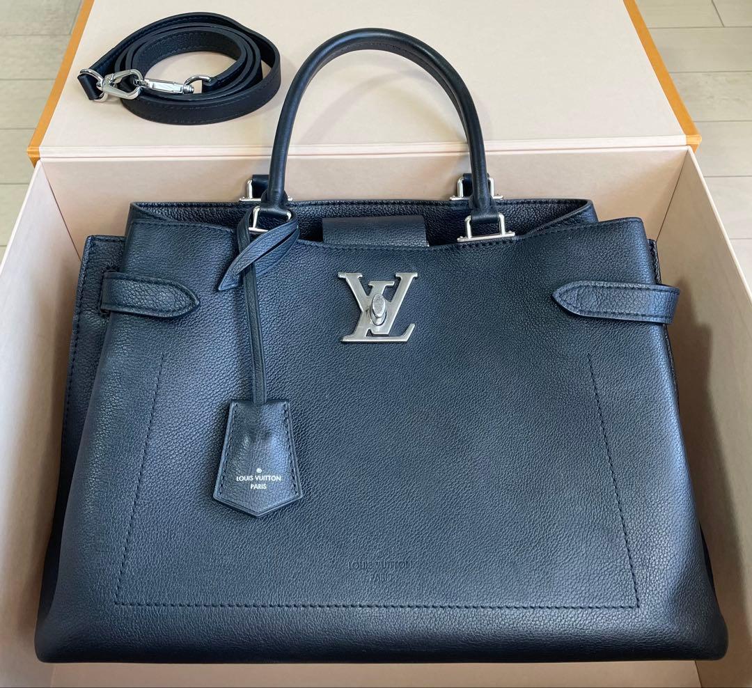LOUIS VUITTON Lock Me Day Handbag in Black and White Calf #QYG3MQ