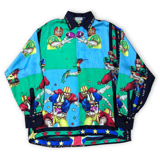 90s VERSACE SPORT all-over American football silk shirt #QY9FWD