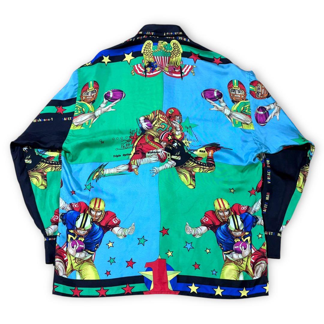 90s VERSACE SPORT all-over American football silk shirt #QY9FWD