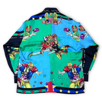 90s VERSACE SPORT all-over American football silk shirt #QY9FWD