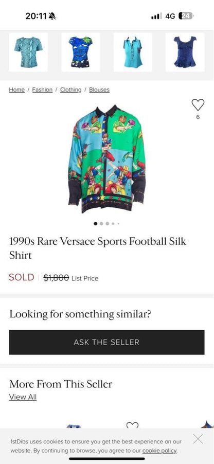 90s VERSACE SPORT all-over American football silk shirt #QY9FWD